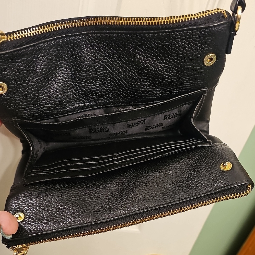 Michael Kors Black Leather Crossbody with Gold Logo - Picture 8 of 12